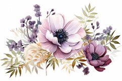 Watercolor Flowers Bouquets, illustration Background Product Image 1