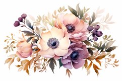 Watercolor Flowers Bouquets, illustration Background Product Image 1