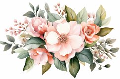 Watercolor Flowers Bouquets, illustration Background Product Image 1
