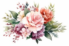 Watercolor Flowers Bouquets, illustration Background Product Image 1