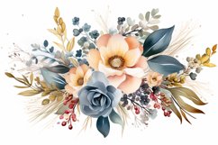 Watercolor Flowers Bouquets, illustration Background Product Image 1