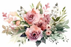 Watercolor Flowers Bouquets, illustration Background Product Image 1