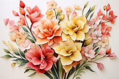 Watercolor Flowers Bouquets, illustration Background Product Image 1