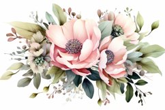 Watercolor Flowers Bouquets, illustration Background Product Image 1