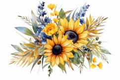 Watercolor Flowers Bouquets, illustration Background Product Image 1