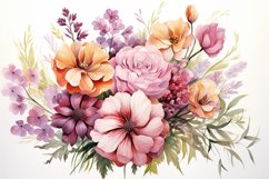 Watercolor Flowers Bouquets, illustration Background Product Image 1