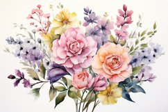 Watercolor Flowers Bouquets, illustration Background Product Image 1