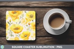 GorgeousWatercolor Flowers Square Coaster design.