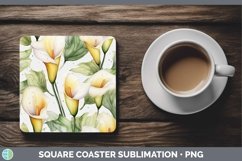GorgeousWatercolor Flowers Square Coaster design.