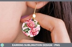 GorgeousWatercolor Flowers Round Earrings design.