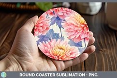 GorgeousWatercolor Flowers Round Coaster design.