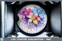 GorgeousWatercolor Flowers Car Coaster design.