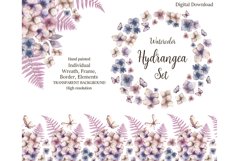 Watercolor hydrangea flower set Bundle Product Image 1