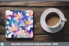GorgeousWatercolor Flowers Square Coaster design.