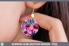 GorgeousWatercolor Flowers Round Earrings design.