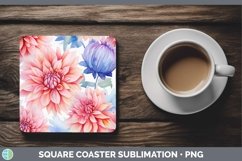 GorgeousWatercolor Flowers Square Coaster design.