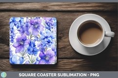 GorgeousWatercolor Flowers Square Coaster design.