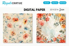 Watercolor Flowers Digital Paper , Flowers Seamless Pattern Product Image 1