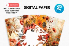 Watercolor Fall Flowers Digital Paper, Fall Background Product Image 1