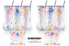 Watercolor Flowers Dripping Tumbler Sublimation Wrap Product Image 2
