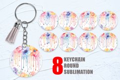 Watercolor Flowers Dripping Keychain | Keyring Product Image 1