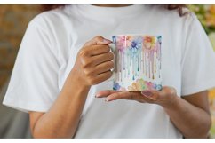 Watercolor Flowers Dripping Mug sublimation design Product Image 2