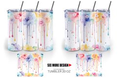 Watercolor Flowers Dripping Tumbler Sublimation Wrap Product Image 3
