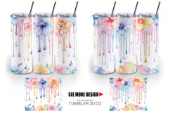 Watercolor Flowers Dripping Tumbler Sublimation Wrap Product Image 4