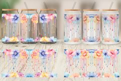 Watercolor Flowers Dripping Glass Can Wraps Product Image 4