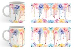 Watercolor Flowers Dripping Mug sublimation design Product Image 3