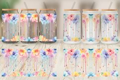 Watercolor Flowers Dripping Glass Can Wraps Product Image 6