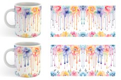 Watercolor Flowers Dripping Mug sublimation design Product Image 5