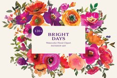 Watercolor Colorful Flowers Clipart Set Product Image 1