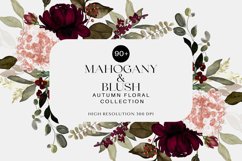 Watercolor Mahogany and Blush Floral Clipart Collection Product Image 3