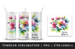 Watercolor flowers floral arrangement Spring Blossoms greeting quote print 20 oz tumbler skinny mug wrap clipart t-shirt sublimation printable design