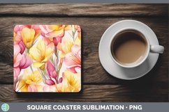 GorgeousWatercolor Flowers Square Coaster design.