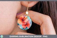 GorgeousWatercolor Flowers Round Earrings design.