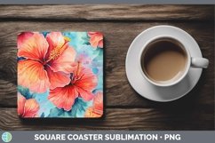 GorgeousWatercolor Flowers Square Coaster design.