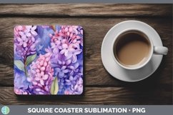 GorgeousWatercolor Flowers Square Coaster design.