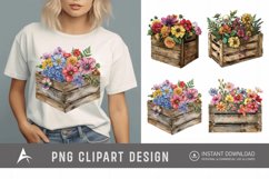 Watercolor Flowers in Crate Clipart Product Image 1