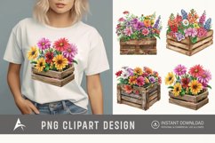 Watercolor Flowers in Crate Clipart Product Image 1