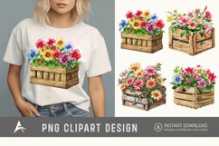 Watercolor Flowers in Crate Clipart Product Image 1