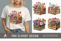 Watercolor Flowers in Crate Clipart Product Image 1