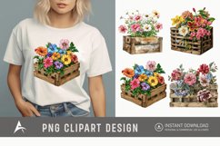 Watercolor Flowers in Crate Clipart Product Image 1