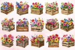 Watercolor Flowers in Crate Clipart Bundle Product Image 3