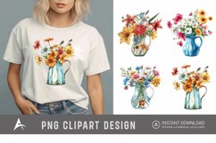 Watercolor Flowers in Water Jug Clipart Product Image 1