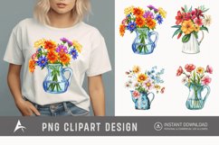 Watercolor Flowers in Water Jug Clipart Product Image 1