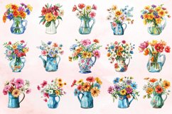 Watercolor Flowers in Water Jug Clipart Bundle Product Image 3