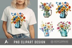 Watercolor Flowers in Water Jug Clipart Product Image 1