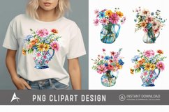 Watercolor Flowers in Water Jug Clipart Product Image 1